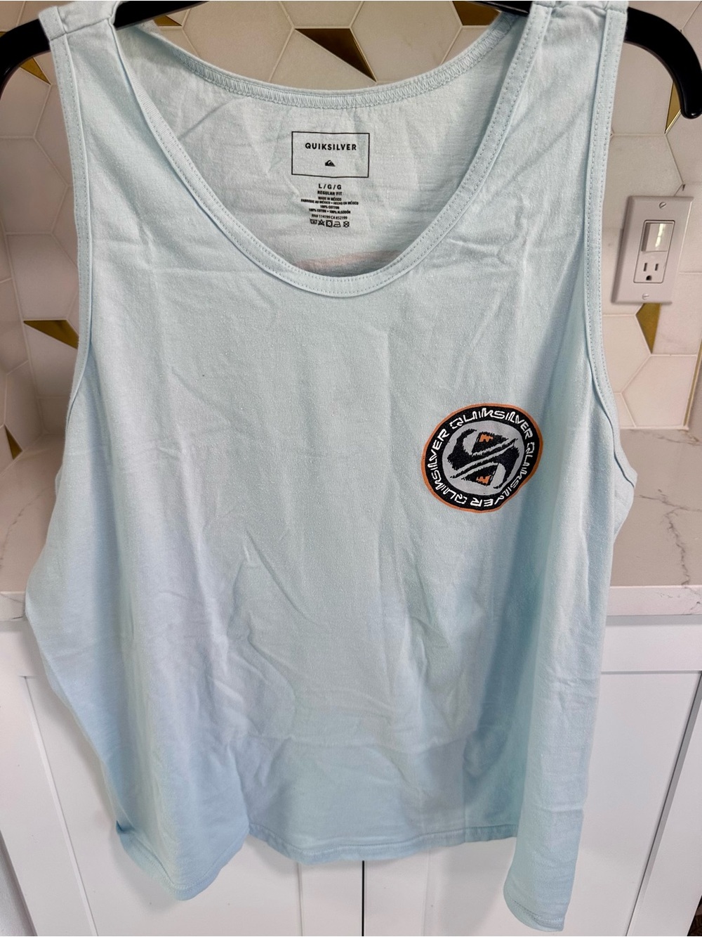 Quiksilver Men’s Light Blue Tank with Chest Patch Logo